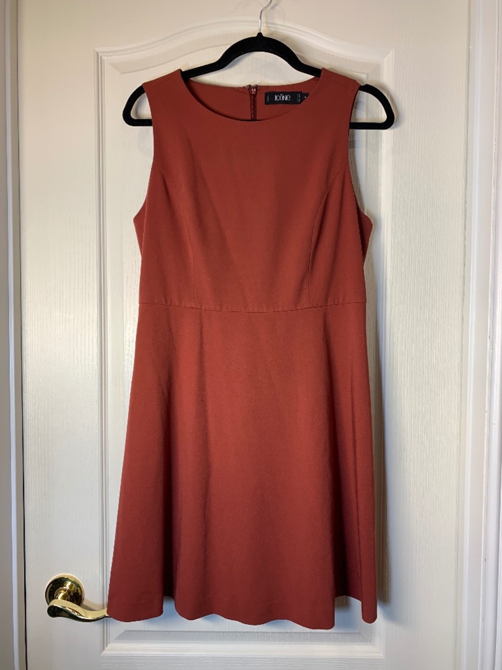Icône Simons Terracotta Fit & Flare Sleeveless Cocktail Work Dress Size 8 Lined